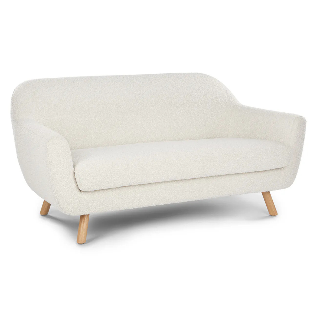 Curved Loveseat – 64" Ivory Bouclé