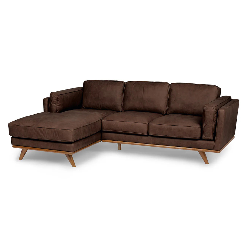 Leather Left Sectional - 93" Charme Chocolat