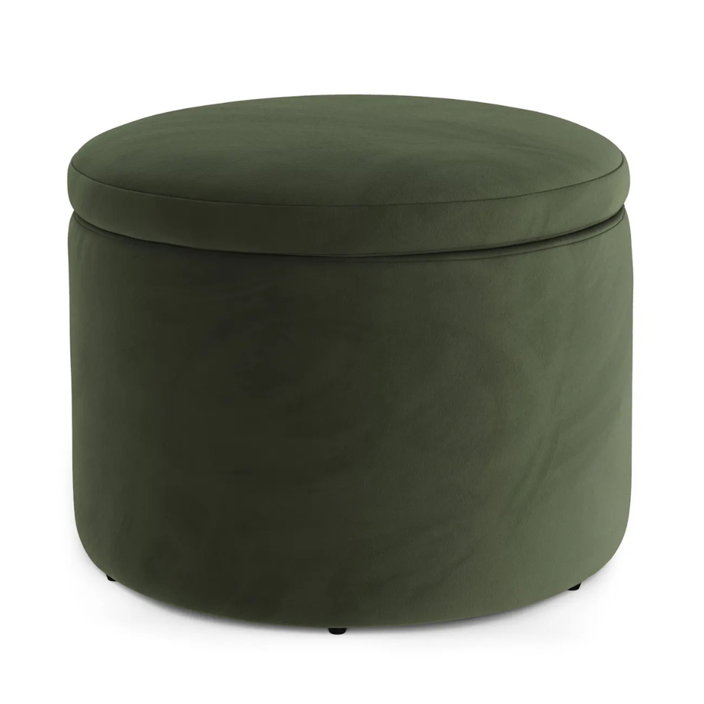 Velvet Storage Ottoman - Fir Green 23.5"
