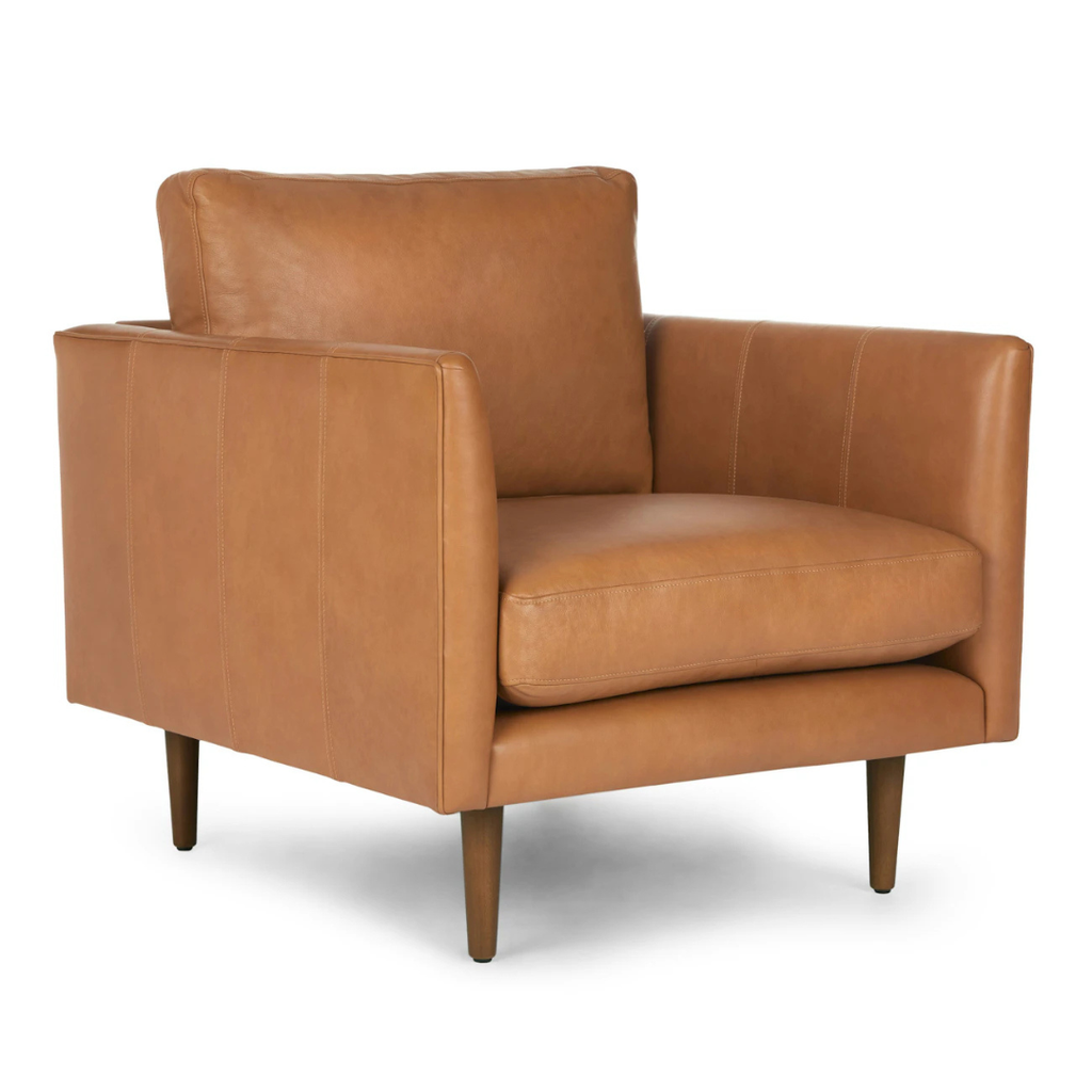 Mid-Century Modern Leather Lounge Chair - Bella Caramel