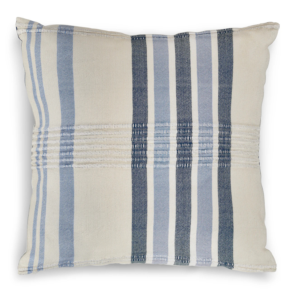 Indoor/Outdoor Pillow - Wave Blue & Beige