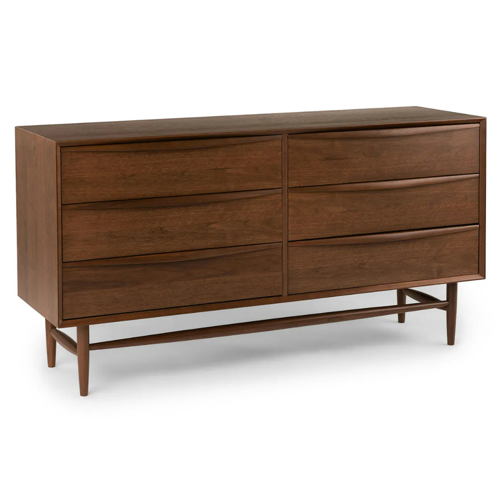 6 Drawer Double Dresser - Walnut