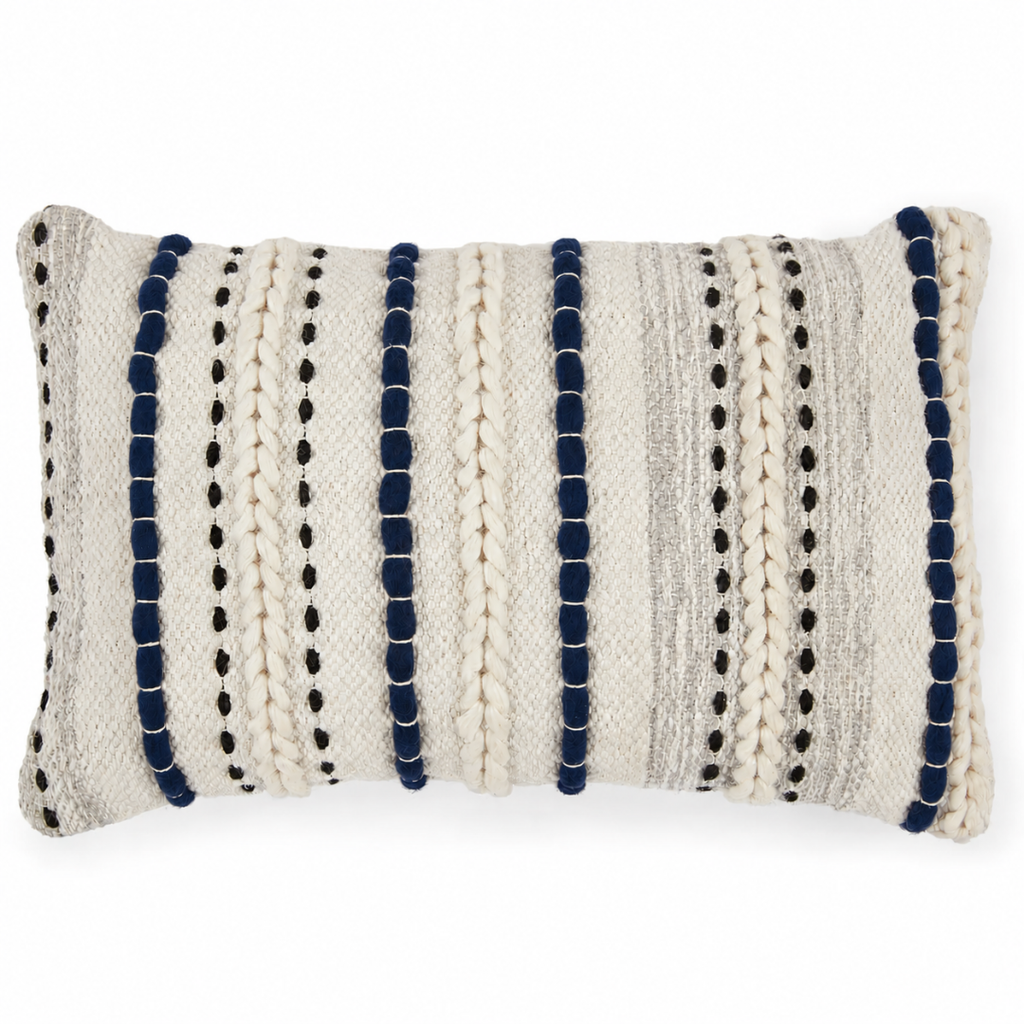 Stitch Pillow - Blue Braid