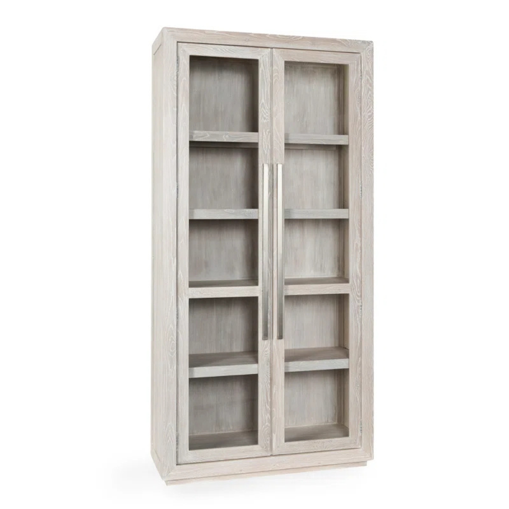 Glass Door Display Cabinet – Light Oak Finish