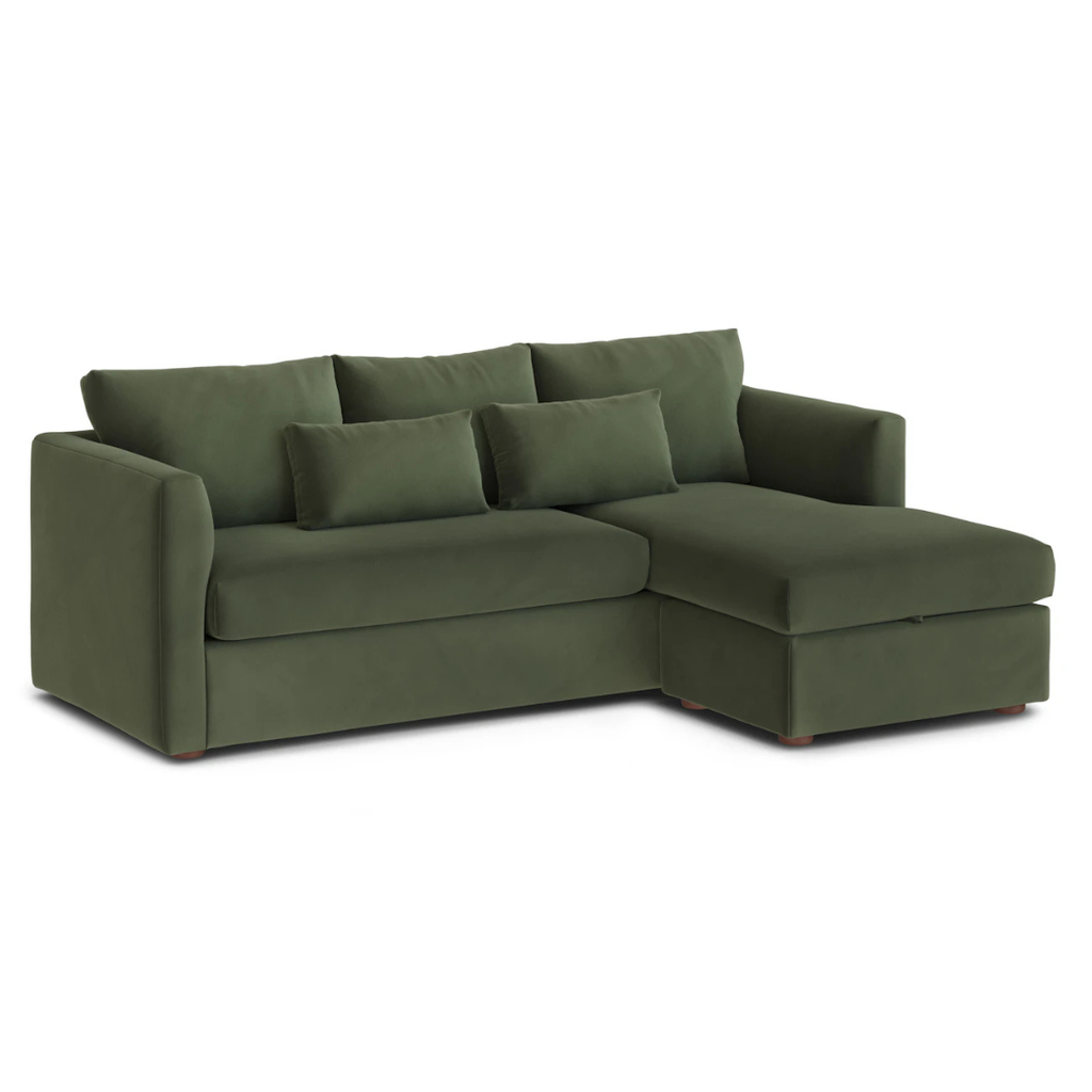 Velvet Reversible Sleeper Storage Sectional - 90" Hale Fir Green