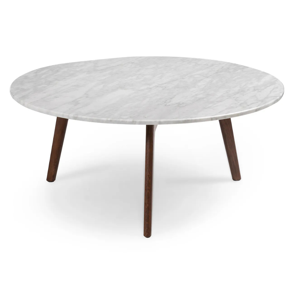 Marble Coffee Table 31.5" - Walnut Legs