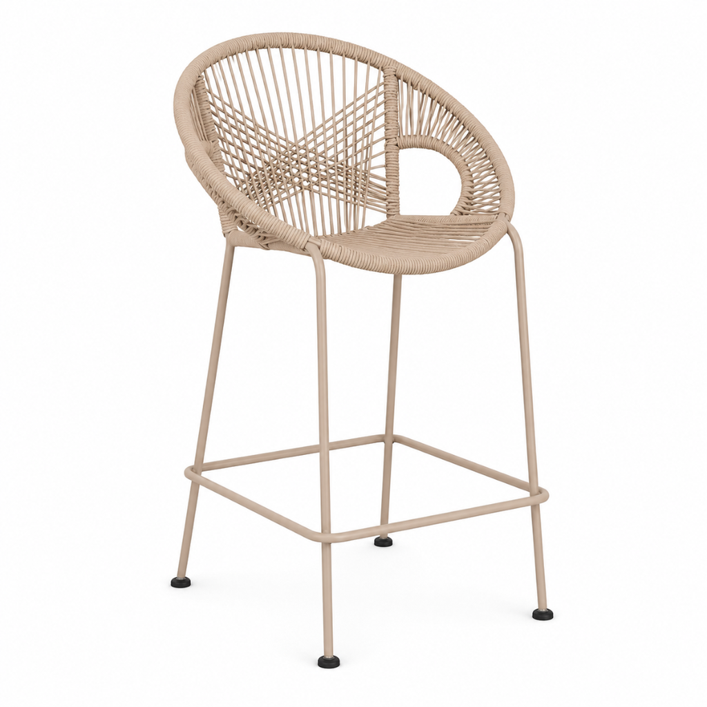 Coastal Woven Outdoor Bar Stool - White Pepper