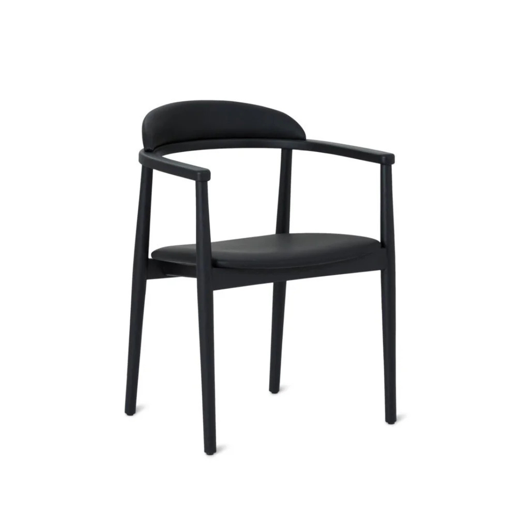 Dining Chair - Black Oak, Black Leather