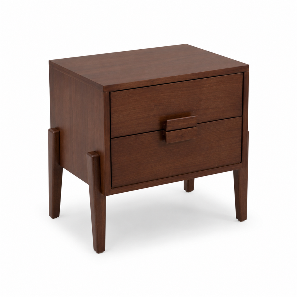 Rio 2-Drawer Walnut Nightstand
