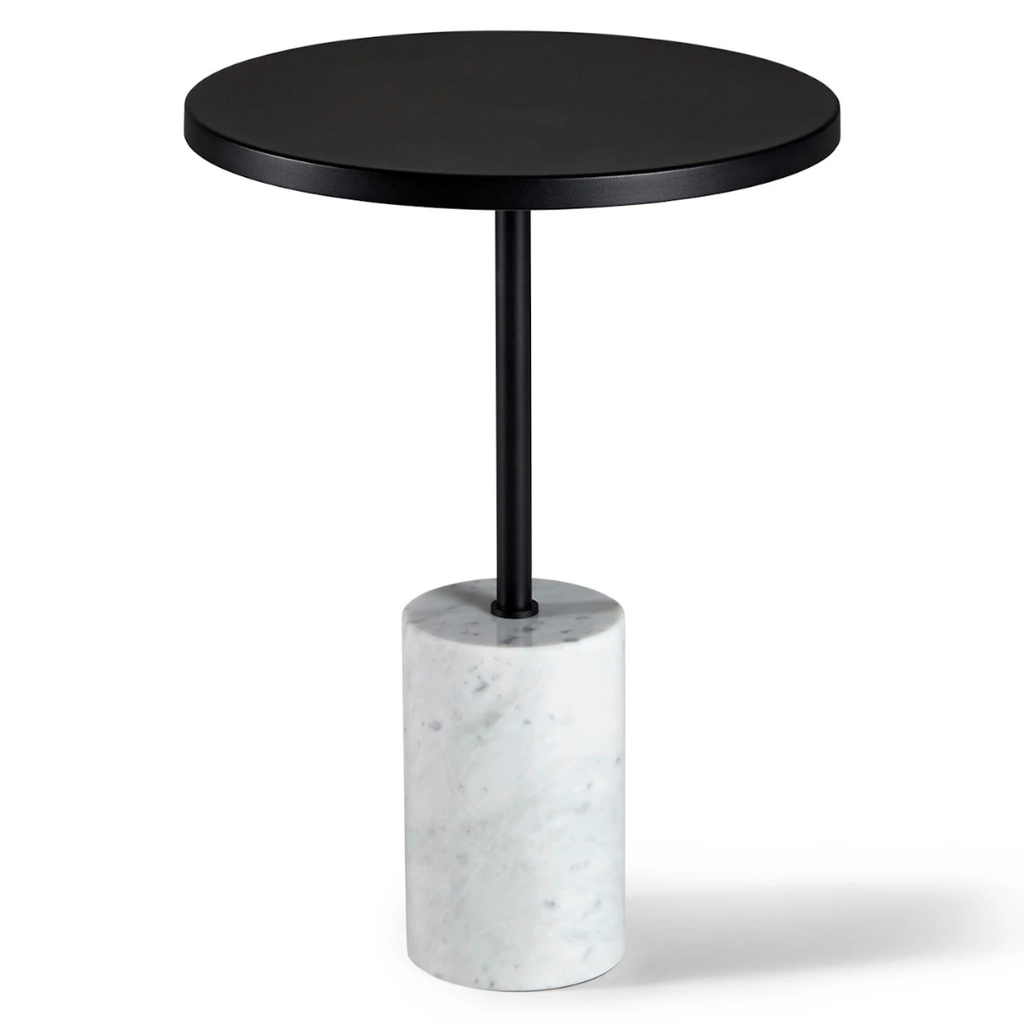 Marble Round Side Table - Black