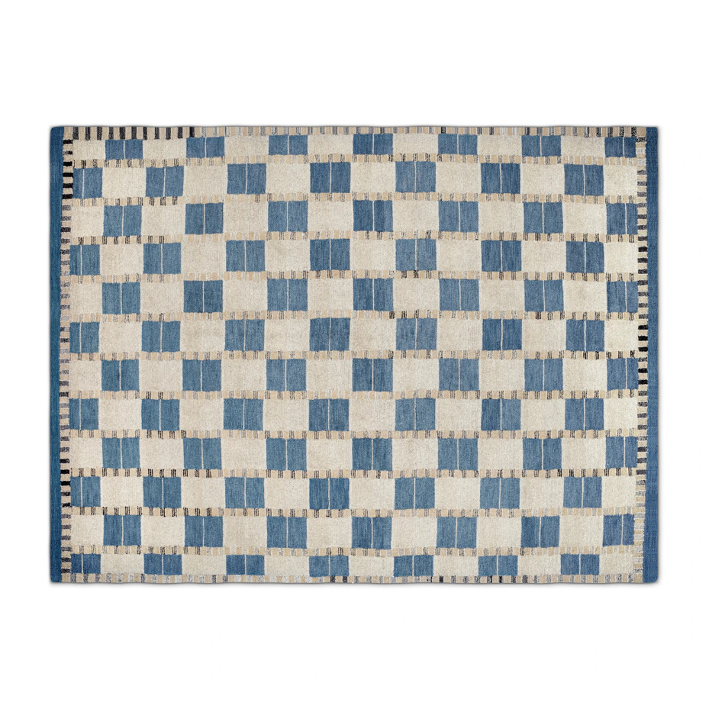 8 x 10 Rug - Blue Quilt Checks
