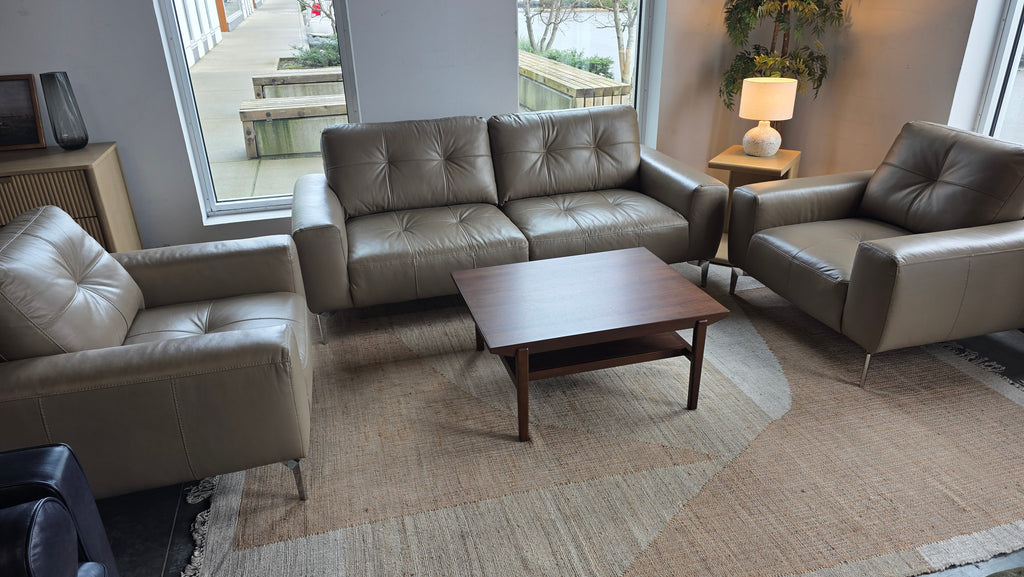 3-Piece Leather-Look Sofa & Chair Set – Modern Style