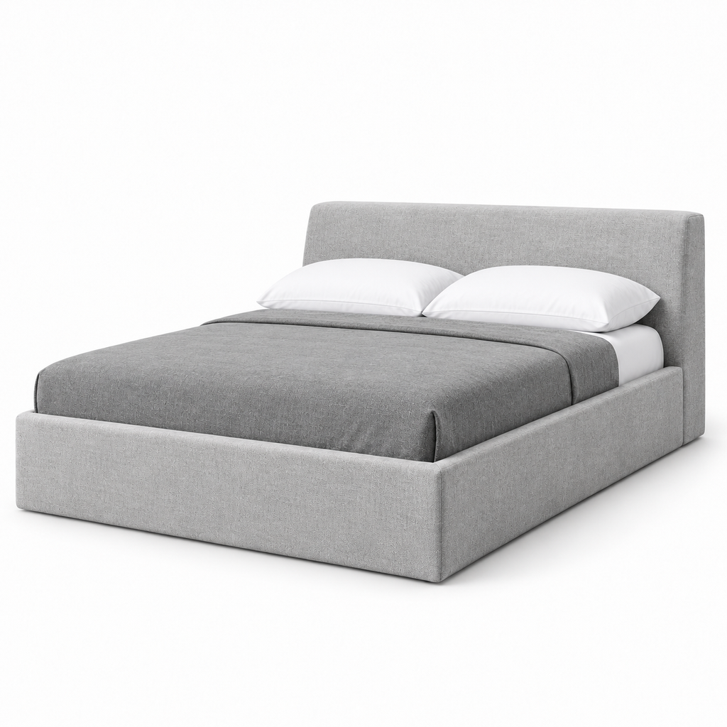 Cloud Upholstered Full Bed – Soft Grey