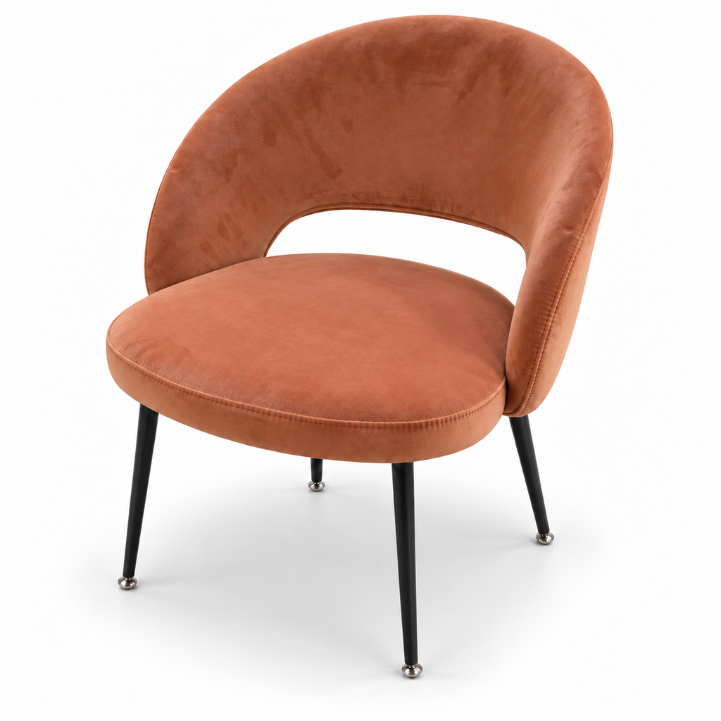 Keyhole Velvet Dining Chair – Peach Rust