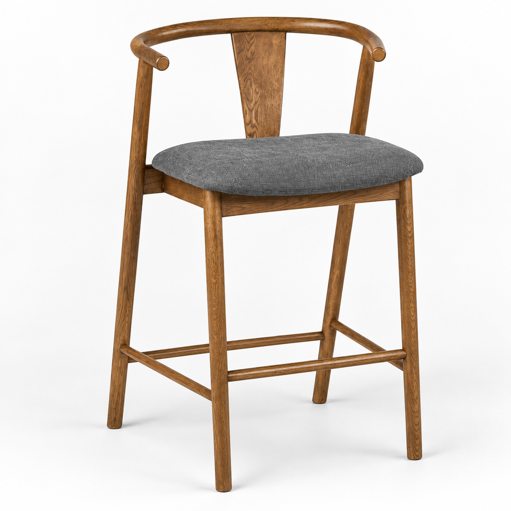 Wishbone Counter Stool – Smoked Oak & Twilight Grey • MZ