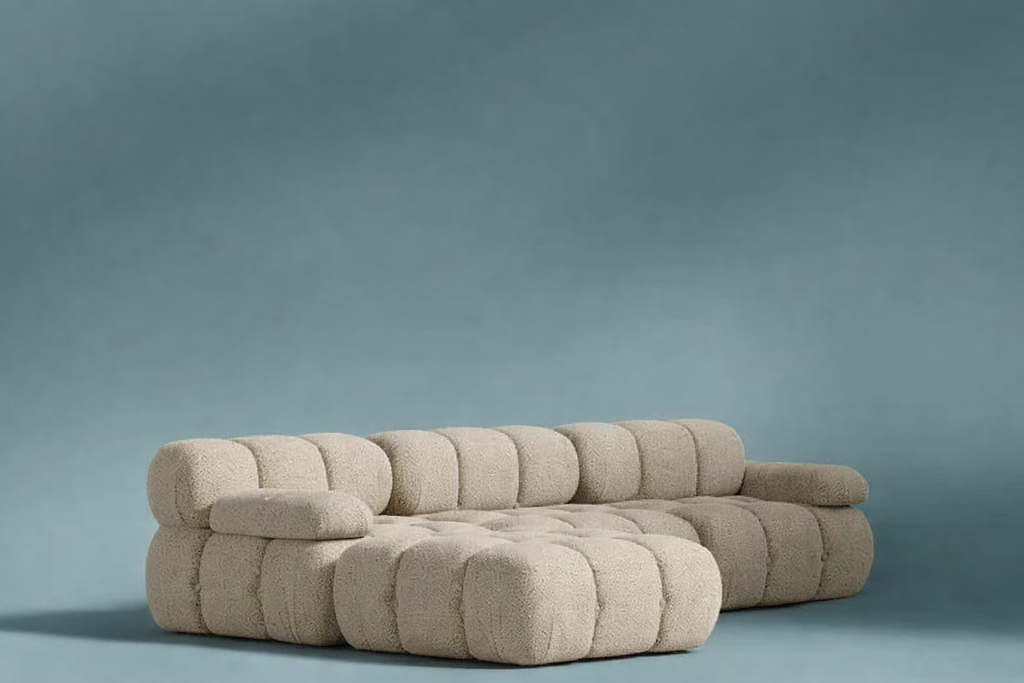 Marshbello Modular Sectional with 2 Ottomans - Almond Shearly