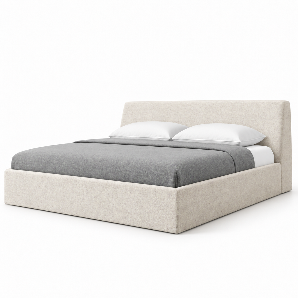 Cloud Upholstered King Bed – Soft Ivory