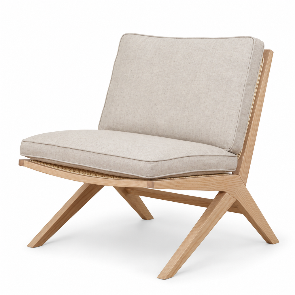 Woven Cane Lounge Chair with Cushion – Natural Ash