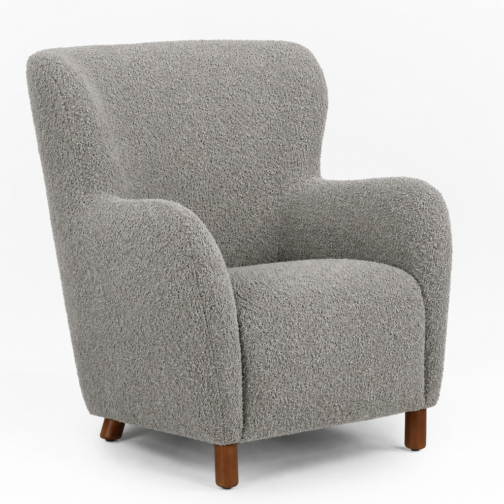 Bouclé Lounge Chair - Bijou Grey