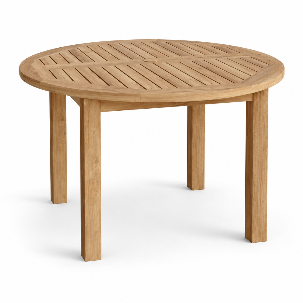 Round Teak Outdoor Dining Table 42" – Natural