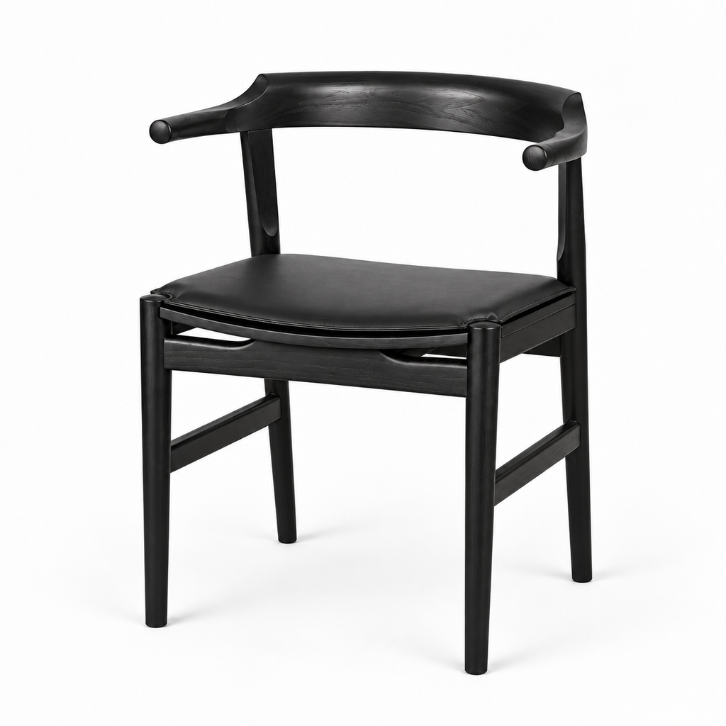 Black Ash Dining Armchair with Black Cushion