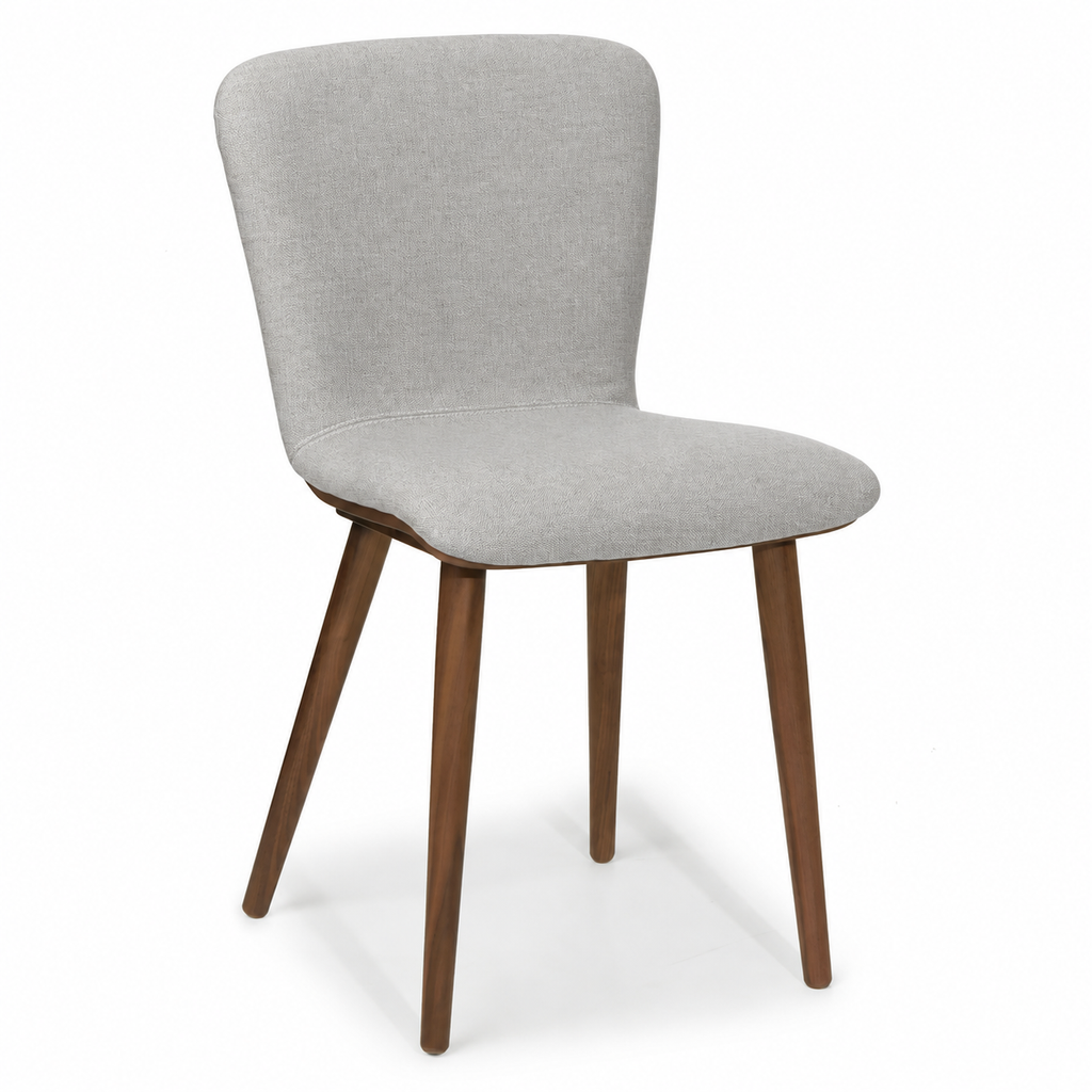 Contoured Walnut Dining Chair – Mist Grey