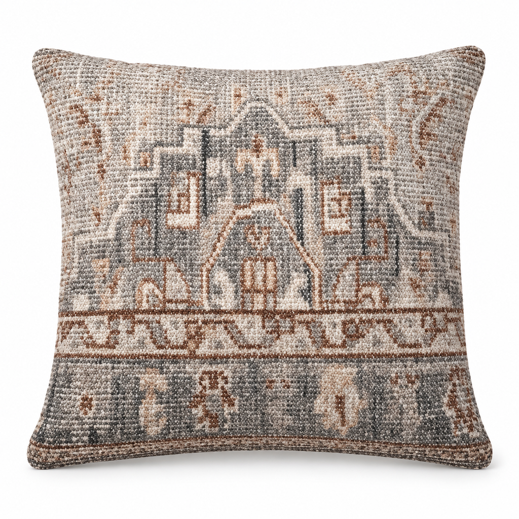 Vintage-Inspired Accent Pillow – Grey