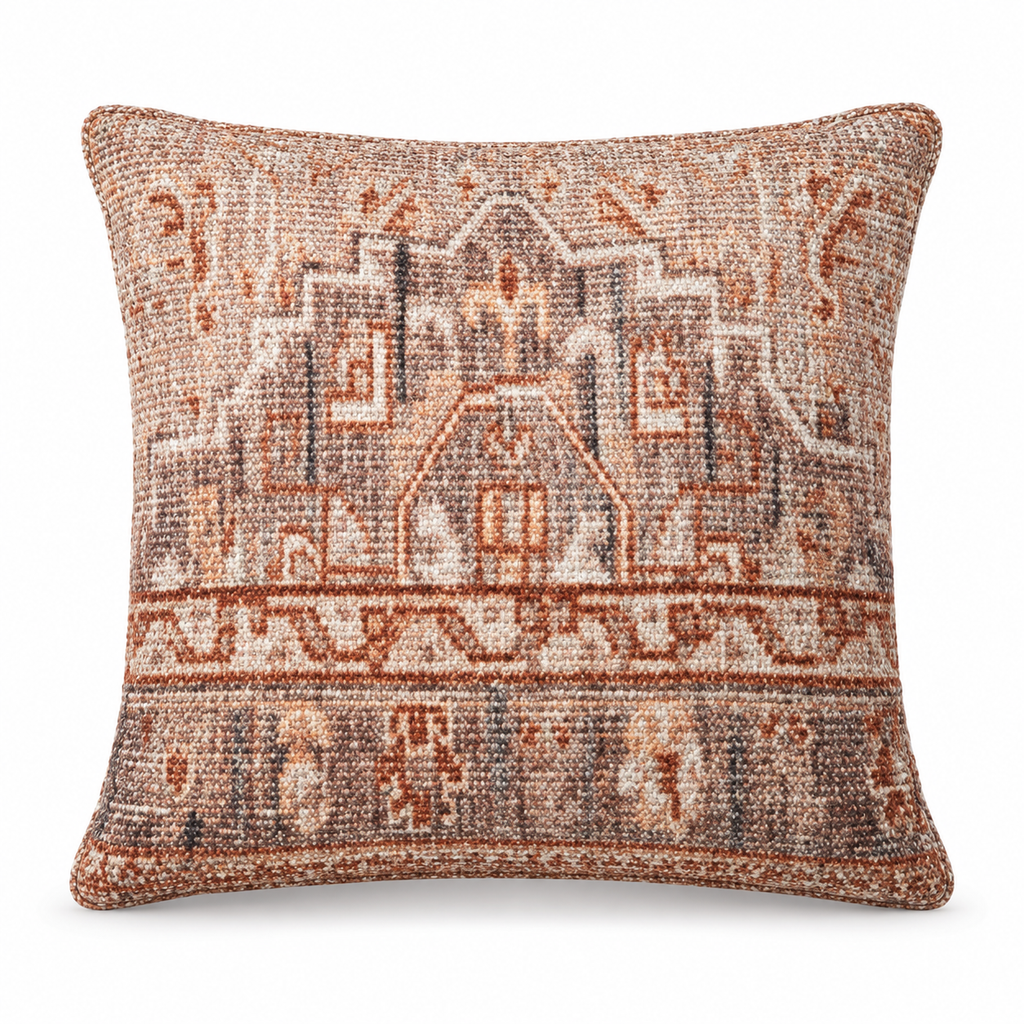 Vintage-Inspired Accent Pillow – Rust
