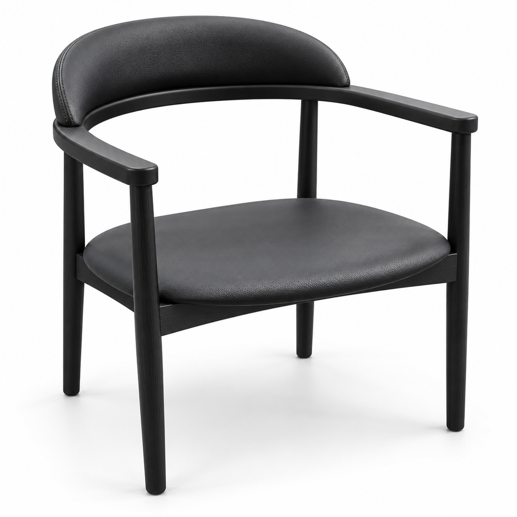 Marlow Lounge Chair - Black Oak, Black Leather