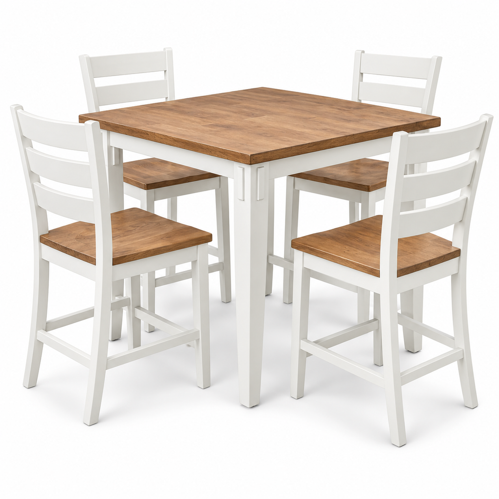 Two-Tone 5-Piece Counter-Height Dining Set – Natural & White