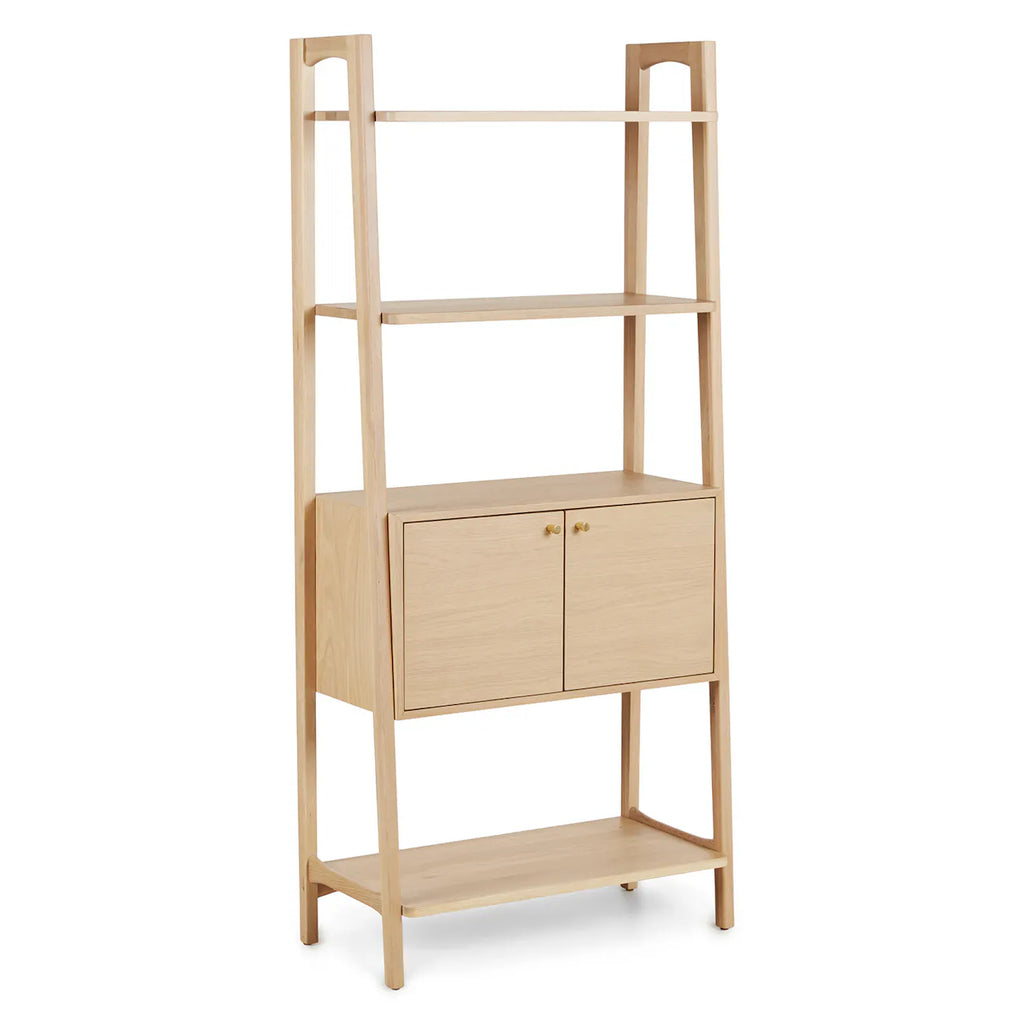 Mid-Century Oak Shelving Unit with Storage