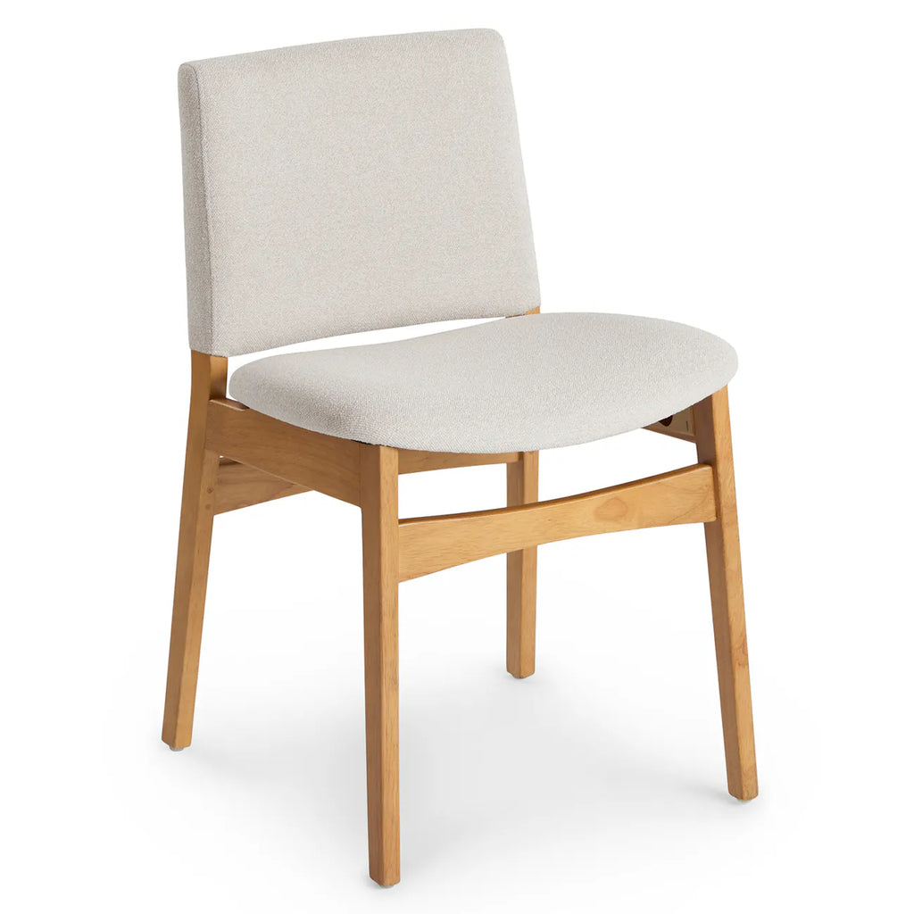 Mid-Century Upholstered Dining Chair – Oak & Ratine Ivory • MZ