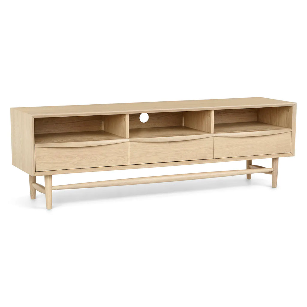 Mid-Century Low Media Console 63" – White Oak • OSI-T