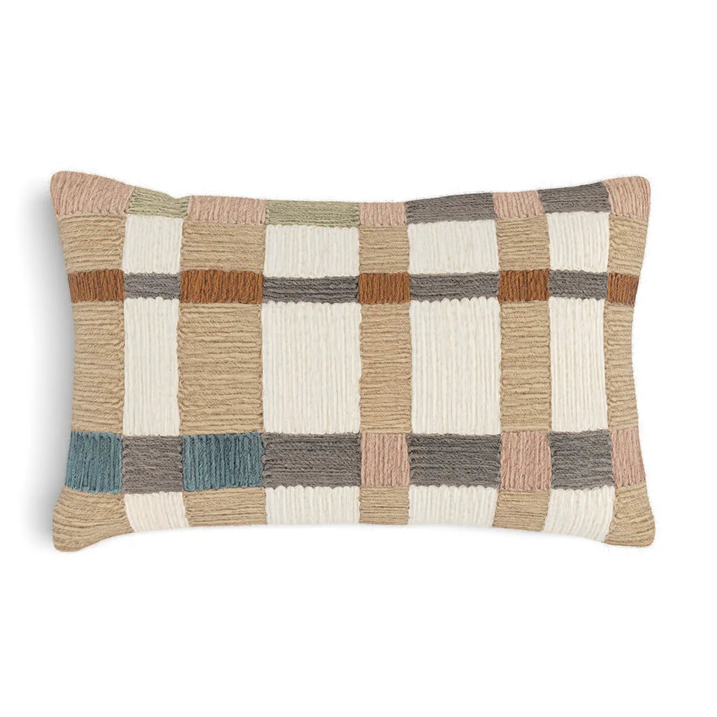 Textured Plaid Lumbar Pillow – Ivory Multi