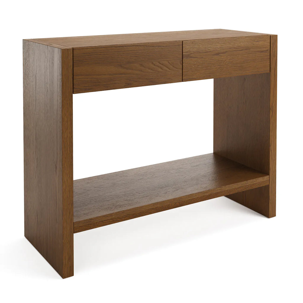 Two-Drawer Entryway Console 37" – Smoked Oak • OSI-MZ