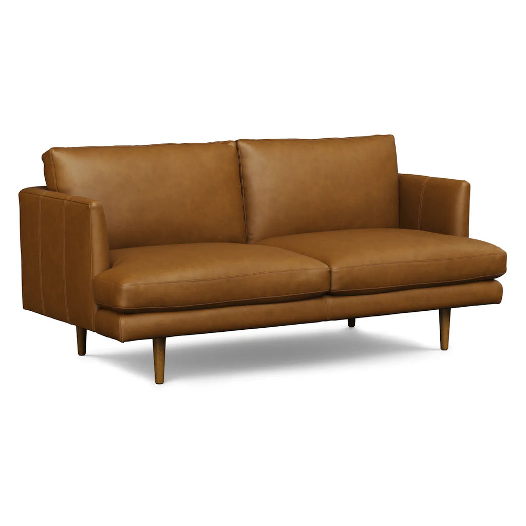 Slim Arm Leather Loveseat – Caramel