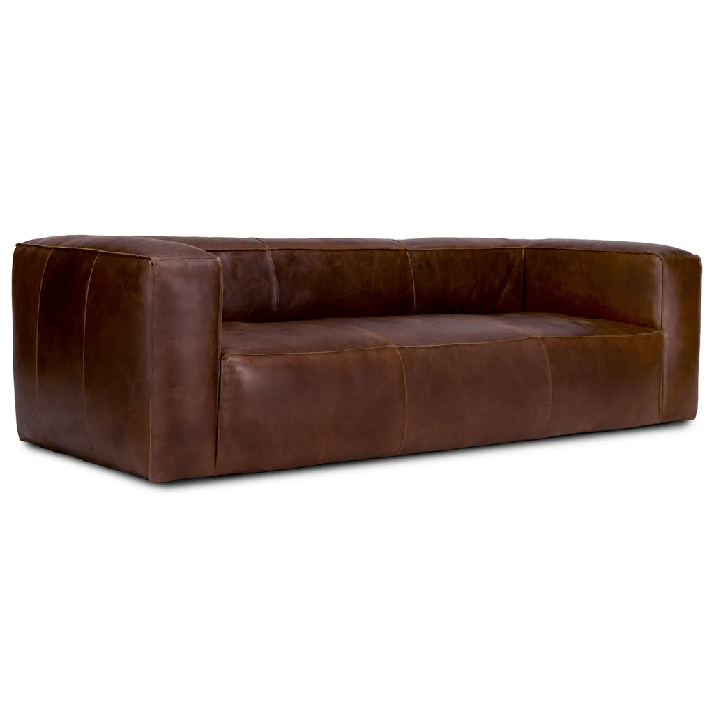 Monroe 92" Leather Sofa – Saddle Brown